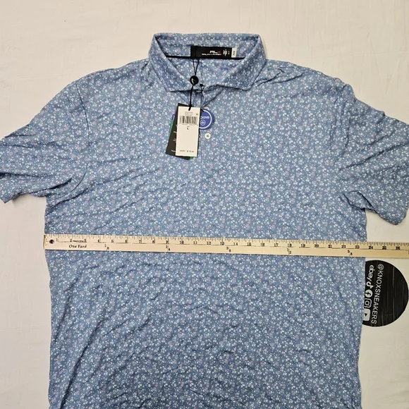 RLX Ralph Lauren Performance Golf Polo Shirt Blue Floral Men's Size Large